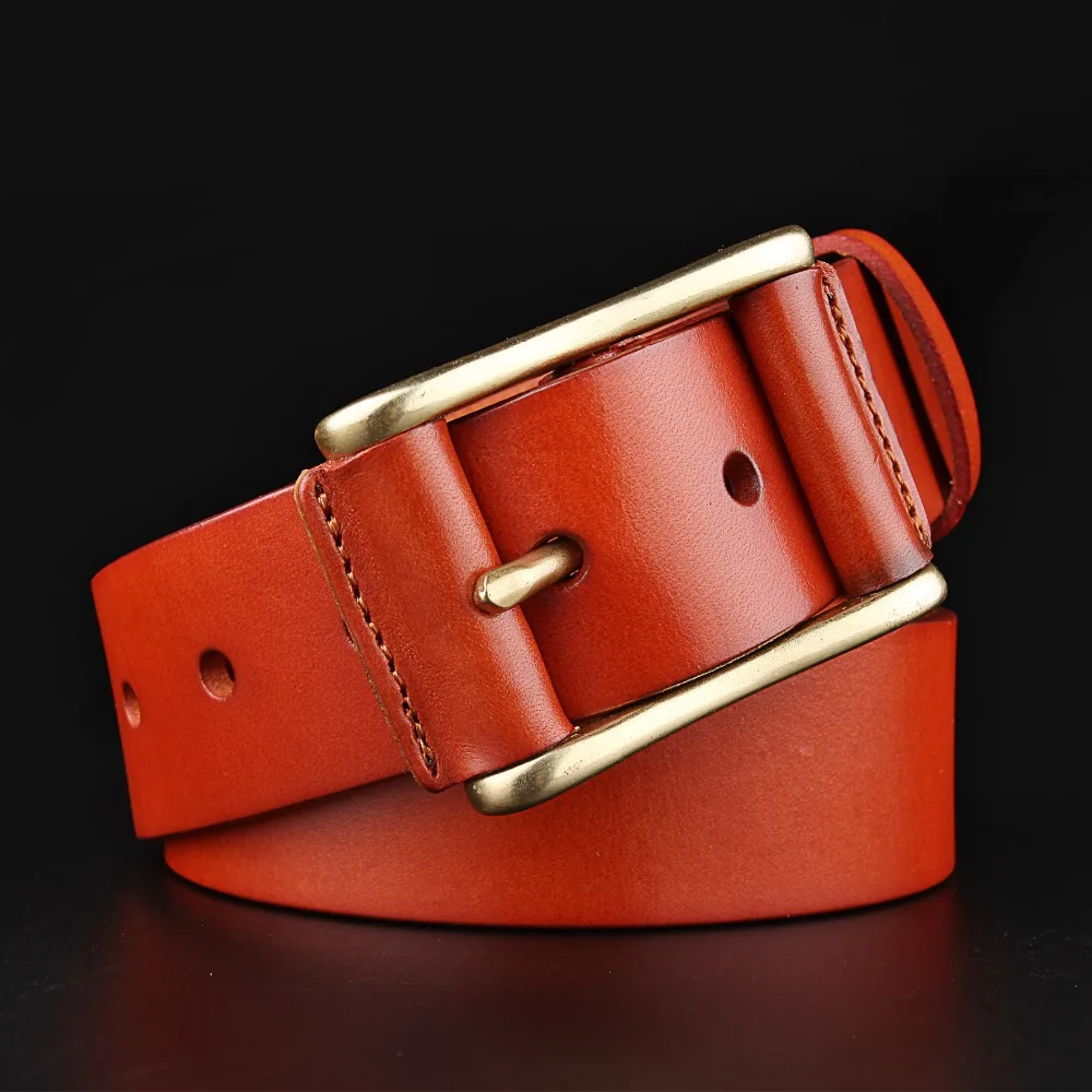 Ремень мужской для джинсов с латунной пряжкой чёрный коричневый желтый пояс в