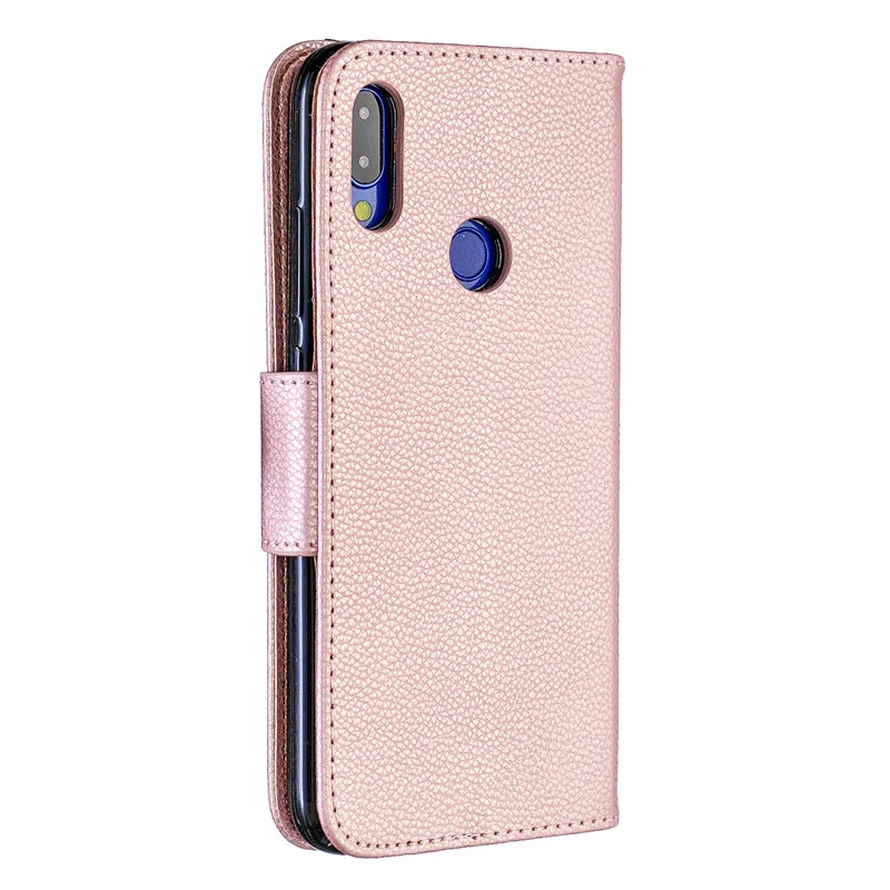 Откидная крышка Подставка Wallet для Xiaomi Redmi Note 7 Однотонная одежда Личи шаблон PU