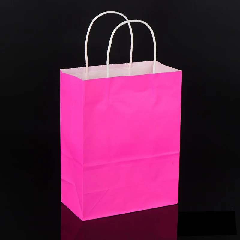 Rose red Новые бумажные мини-пакеты, красочные пакеты 21*15*8 см, подарочная упаковка с открытым верхом, бумажные подарочные пакеты,, вечерние бумажные пакеты - Цвет: Rose red