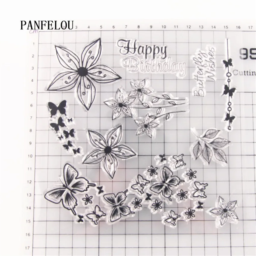 Прозрачный силиконовый штамп PANFELOU с лозой-бабочкой/печать для скрапбукинга