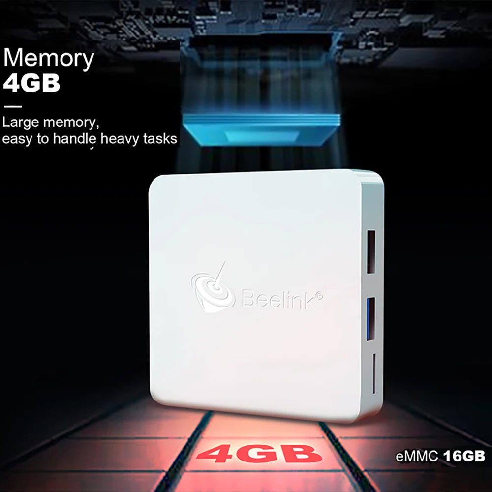 Beelink A1 Smart Android 7.1 ТВ коробка 4 ГБ 16 RK3328 К Мини-ПК LAN 1000 м BT4.0 2.4 г + 5.8 Г Доль Band WIFI USB 3.0 HDMI