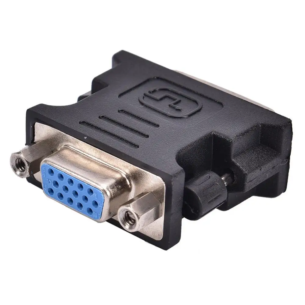 Черный адаптер DVI-VGA Φ/Φ SVGA HD15, полезный аналоговый конвертер монитора