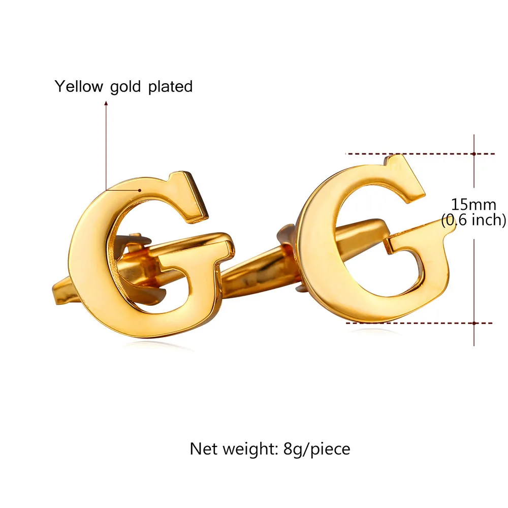 Алфавита G мужские запонки высококачественные кнопки золото/цвет мода