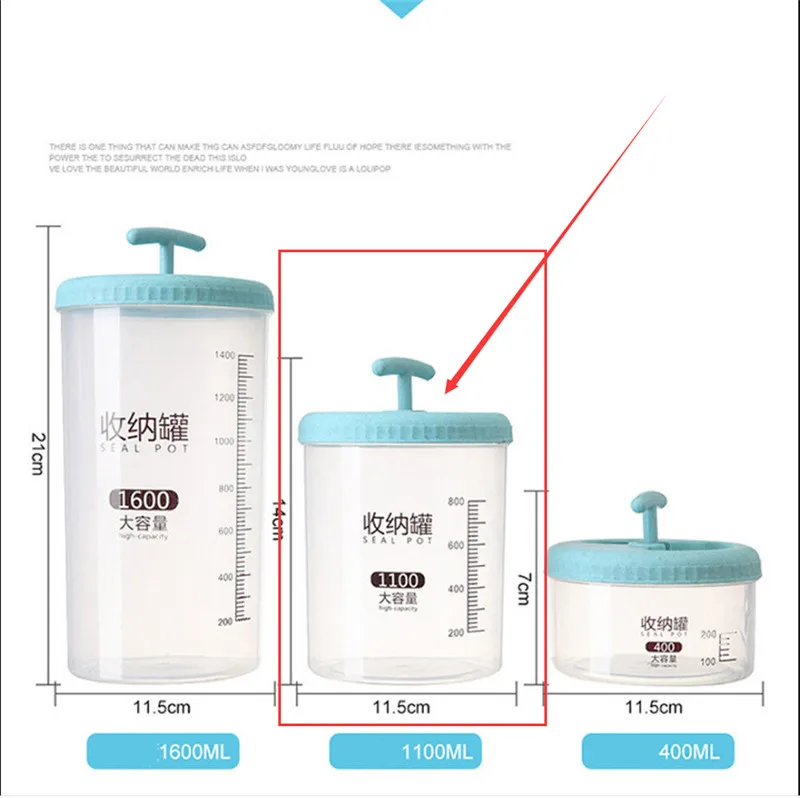 Blue 1100ML Пластиковая кухонная коробка для хранения зерновых зерен бобов Риса контейнер Чехол Бутылка-органайзер 400 мл 1100 мл 1600 мл - Цвет: Blue 1100ML