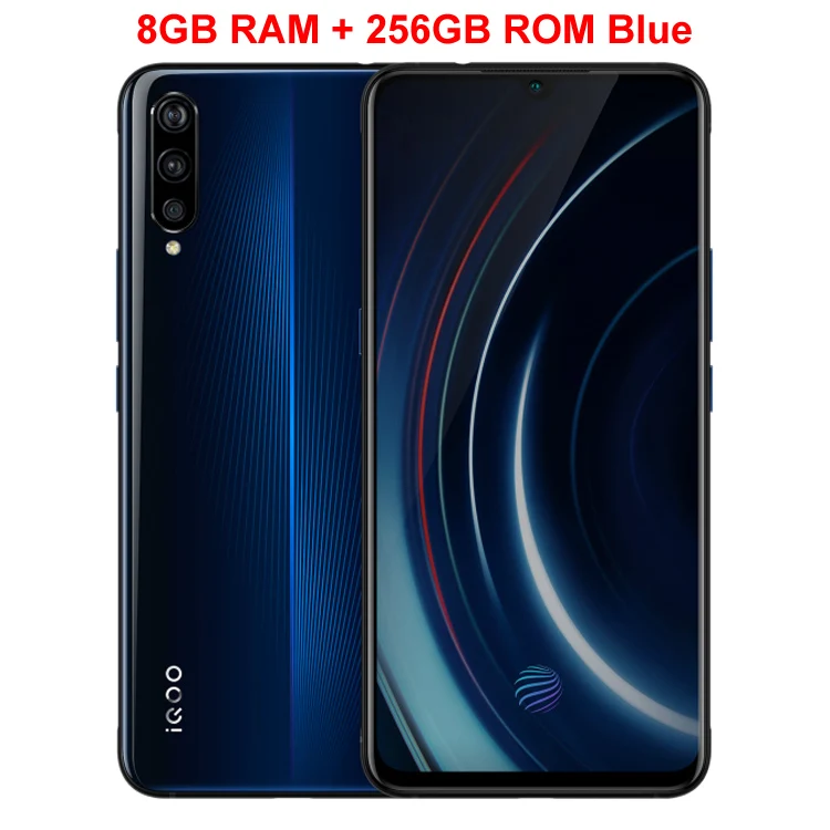 Blue 8GB 256GB Vivo iQOO мобильный телефон 6,4" AMOLED 6G/8G/12G ram 128G/256G Восьмиядерный Snapdragon 855 Android 9 4000mAh NFC Смартфон - Цвет: Blue 8GB 256GB