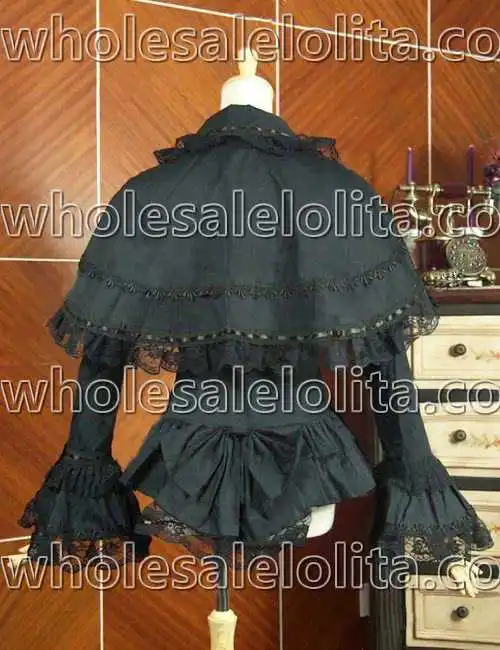 Викторианская готическая Черная хлопковая блузка топ рубашка накидка в стиле