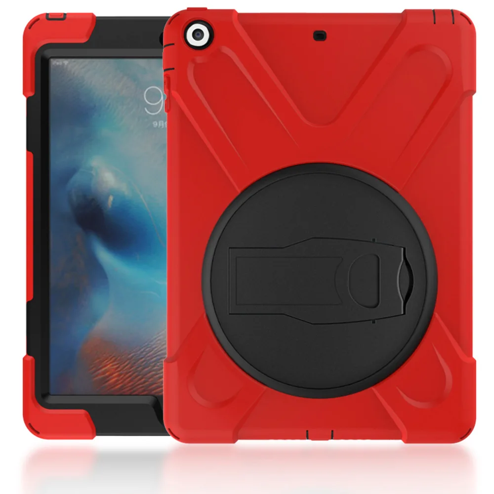 Кремния + PC Kickstand принципиально для iPad 6 Air 2 Броня чехол противоударный высокое Duty