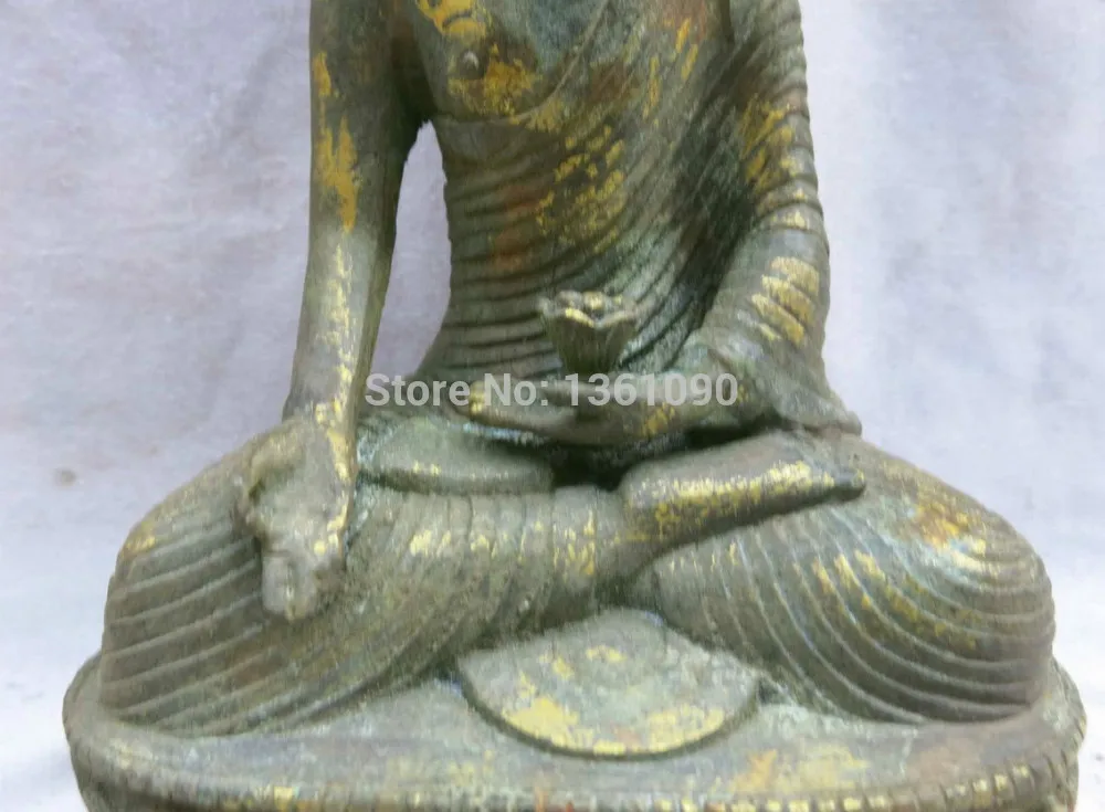 xd 00594 9' China bronze gild carved Buddhism apothecary Medicine Buddha Sculpture Statue |