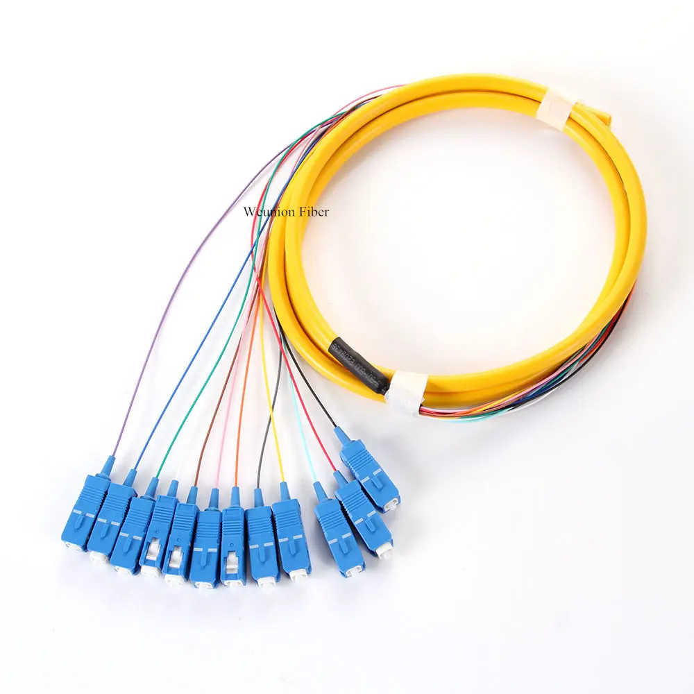 12 цветных волокон FTTH 1 5 м SC/UPC Волоконно оптический пучок Pigtail 9/125 одиночный