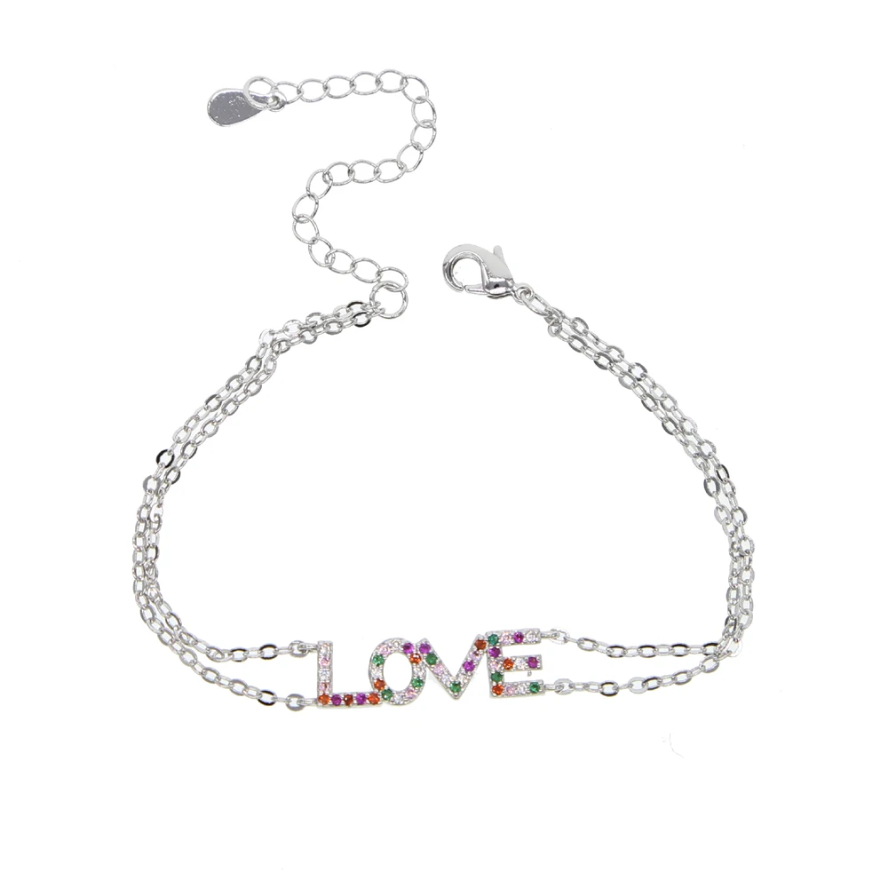 valentines gift for lover 2019 new fashion double chain love letter colorful girlfriend Alphabet bracelet |