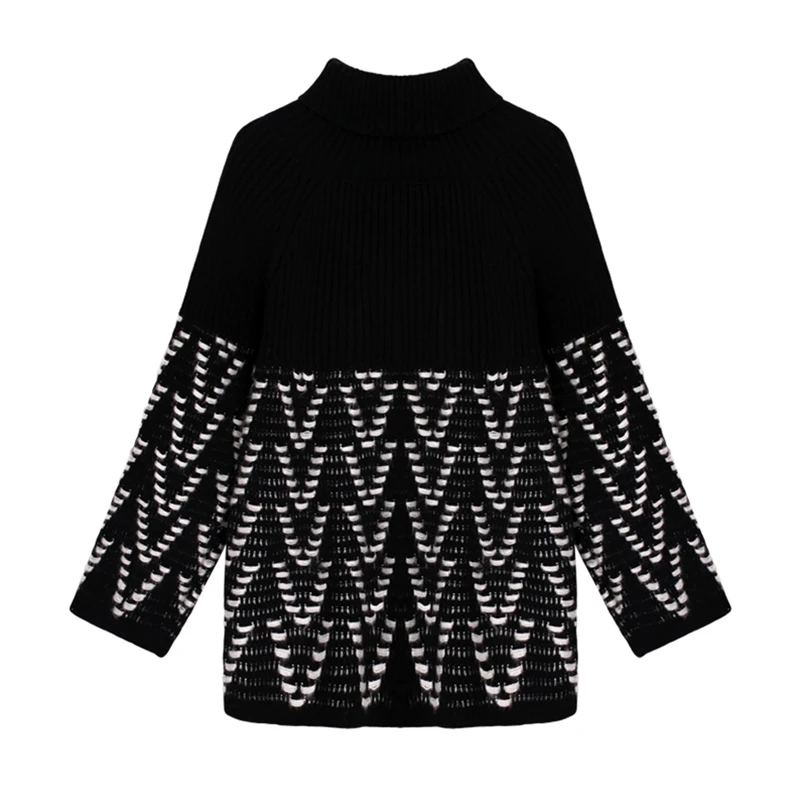 Возможно U женский свитер вязаный черный белый водолазка пуловеры с длинным