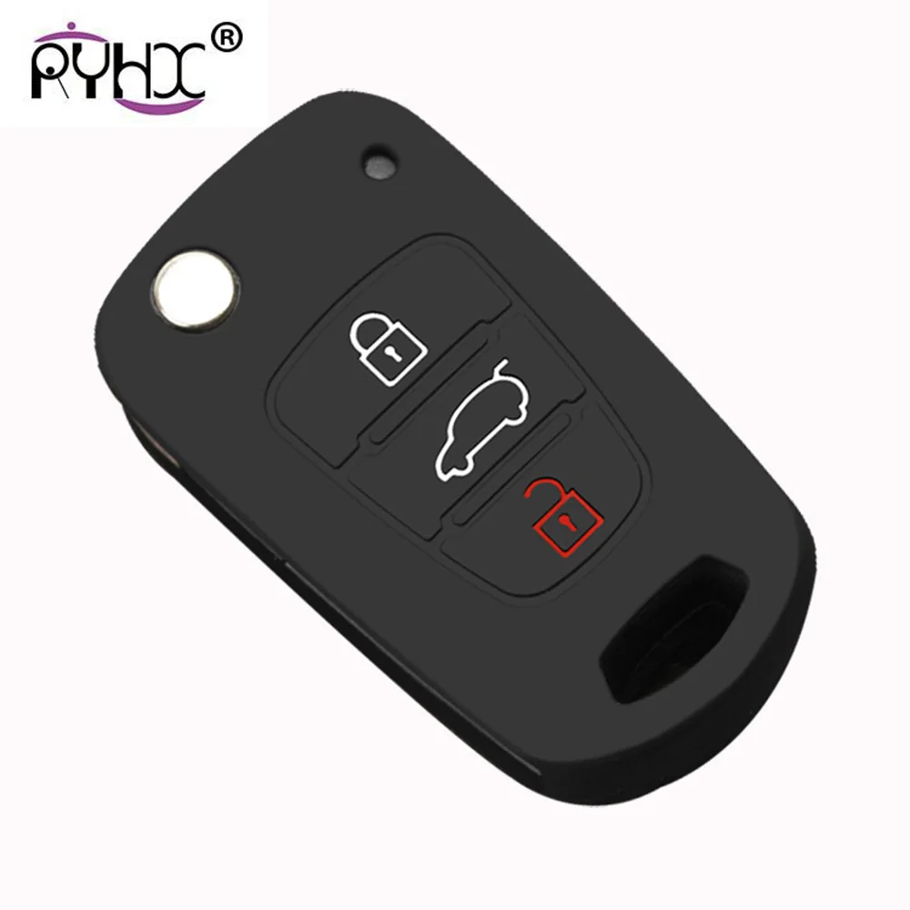 RYHX 3 Buttons Silicone Car Remote Flip Key Cover Case Fob Shell Holder For Rio K2 K5 Sportage Optima i20 i30 i35 Solaris Verna |