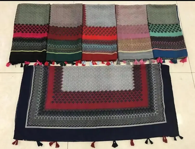 2017 Модные Винтажные шарфы с цветочной вышивкой и шаль Женская хлопковая длинная