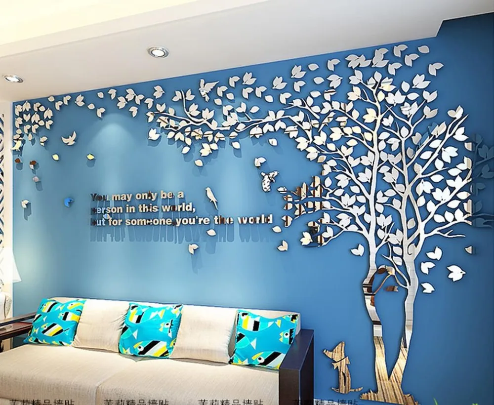 Creative 3 d tree acrylic wall stickers sitting room sofa TV setting of interior decoration | Дом и сад