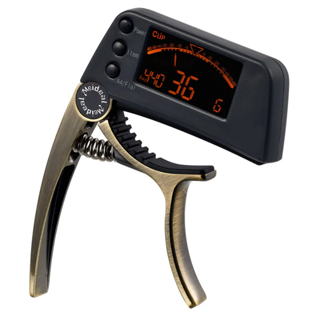 Metal Guitar Adjustment Clip Capo & Tuner 2 in 1 for and Bass Big LCD Electric Ukulele Tune Clamp | Спорт и развлечения