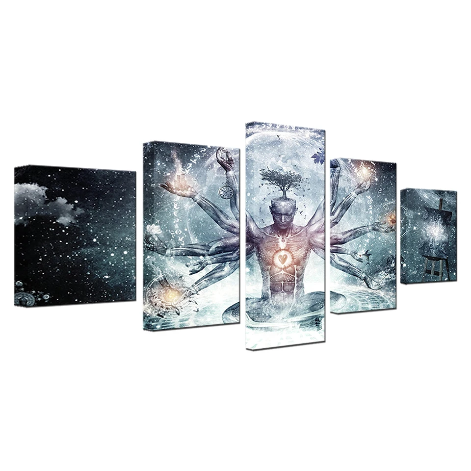 Современные холщовые HD принты картинки искусство на стену 5 шт. Будда Йога
