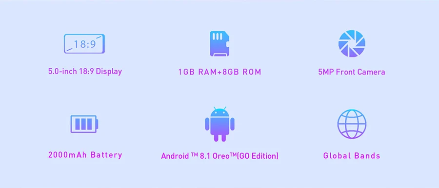 LEAGOO Z10 Android O Go 18:9 5," 1 ГБ ОЗУ 8 Гб ПЗУ смартфон 2000 мАч 960*480 MT6580M четырехъядерный мобильный телефон
