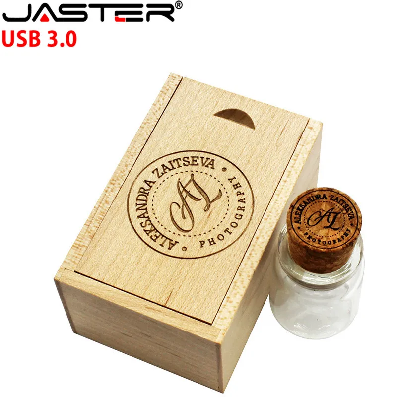 JASTER USB 3,0 стеклянная бутылка с пробкой USB флеш-накопитель стеклянная бутылка Флешка 4 ГБ 8 ГБ 16 ГБ 32 ГБ 64 ГБ свадебный подарок