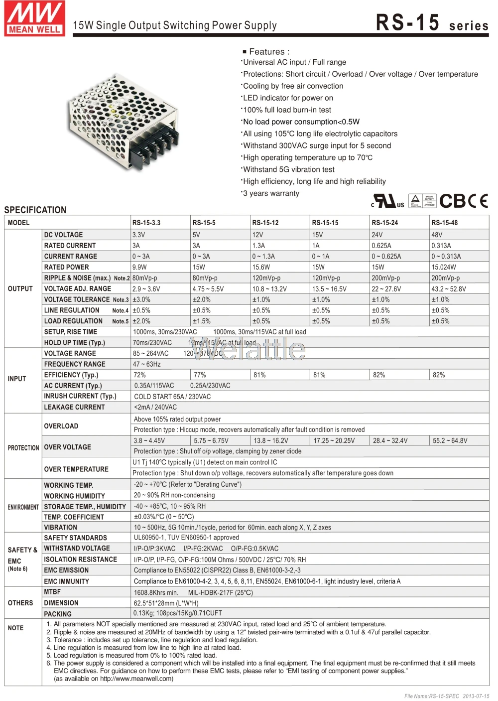 DC 3 V 5V 12V 15V 24V 48V MEAN WELL 0 625/1/1. 3/3A meanwell 15W одиночный выход импульсный источник питания