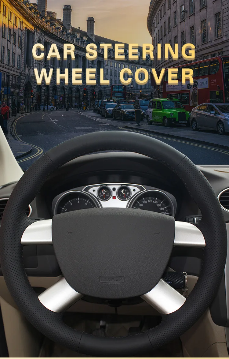 Оплетка на рулевое колесо для Ford Focus 2 2005-2011 для Ford Kuga 2008-2011 C-MAX 2007-2010 автомобильные чехлы для руля кожа