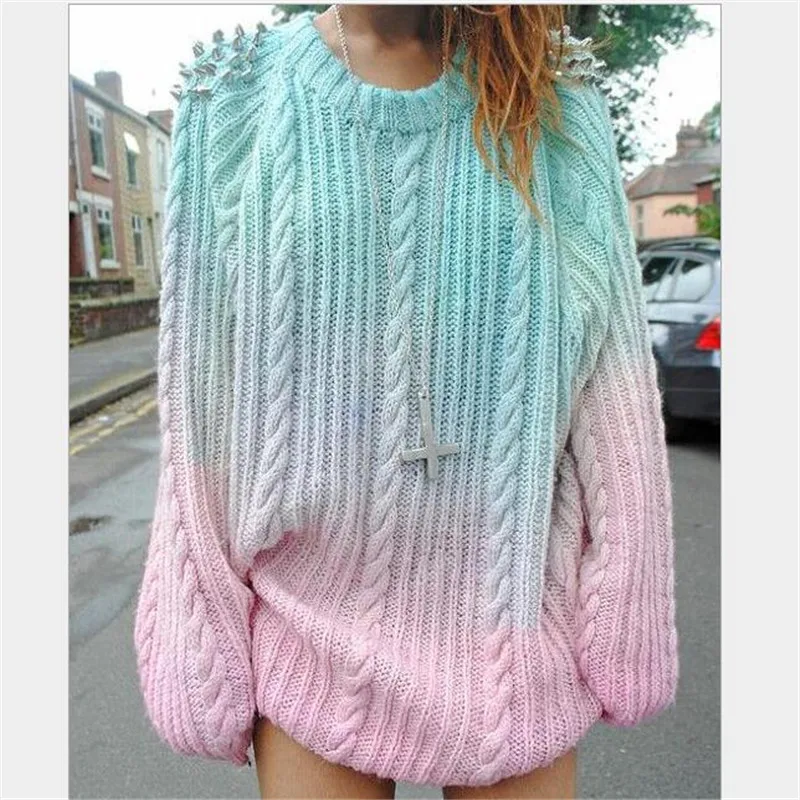 Зимняя одежда модный вязаный длинный свитер Женский Уличная Бисер свободные