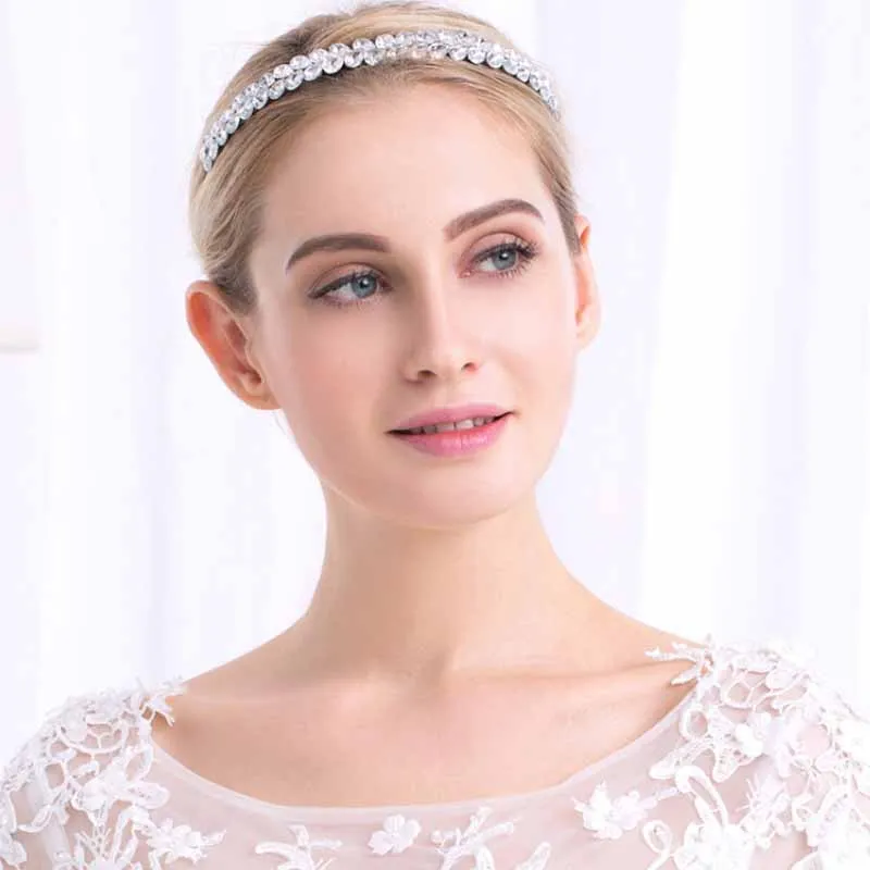 Модная головная повязка с кристаллами в форме капель в стиле серебряной короны для свадебных и брачных аксессуаров украшений волос.
