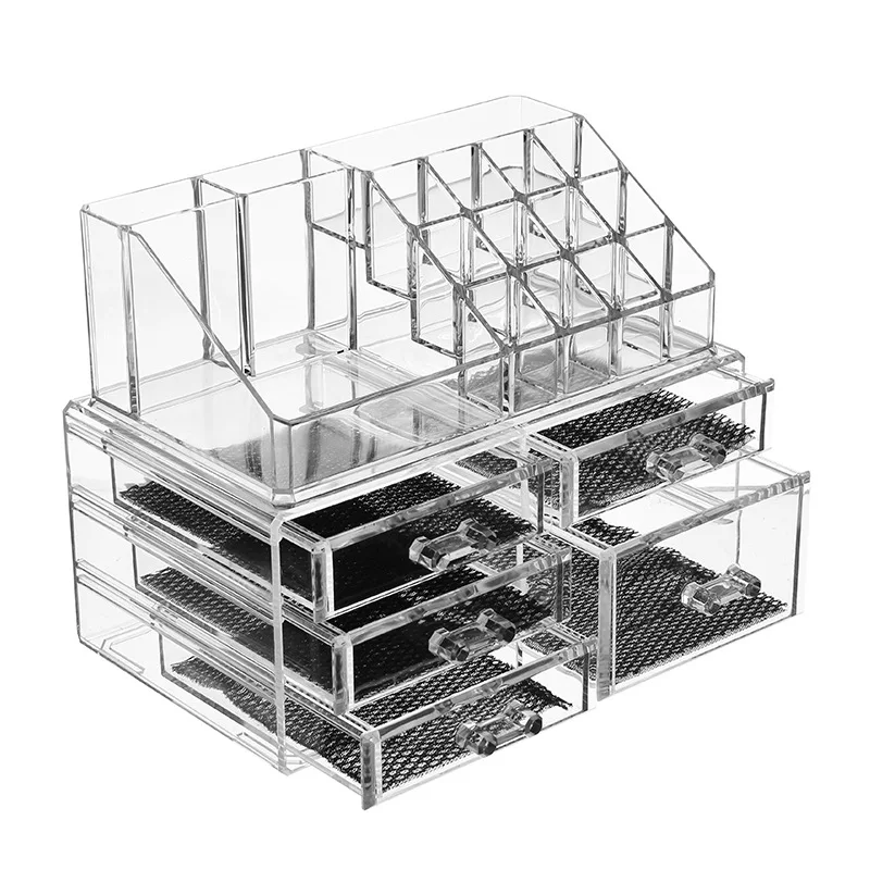 Акриловый портативный прозрачный органайзер для макияжа косметики хранения