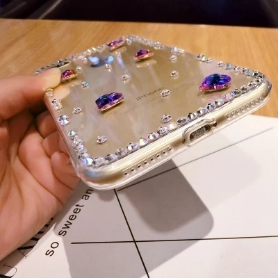 Чехол для телефона Luxury Diamond Glitter Love Heart для Xiaomi 9 SE MIX3 3 MAX 5 5S Plus 5X 6 6X Note 8 8SE Soft Clear Cover.