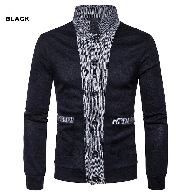 Men's Sweater 2019 New Male Brand Casual Jersey Long Mens Cardigan Fake Two Piece Slim Fit Dark Gray Homme Sweaters Men Knitwear |