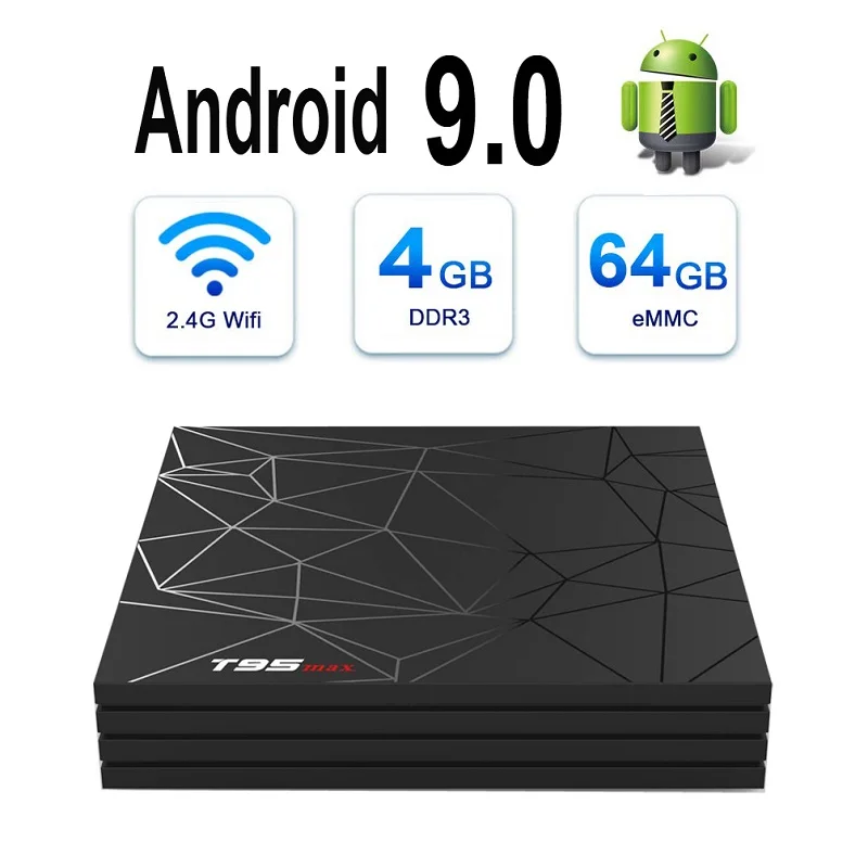 T95MAX Android 9 0 ТВ бокс 4 ГБ/64 ГБ ГБ/32 2 ГБ/16 T95max Allwinner H6 Четырехъядерный K 1080 p