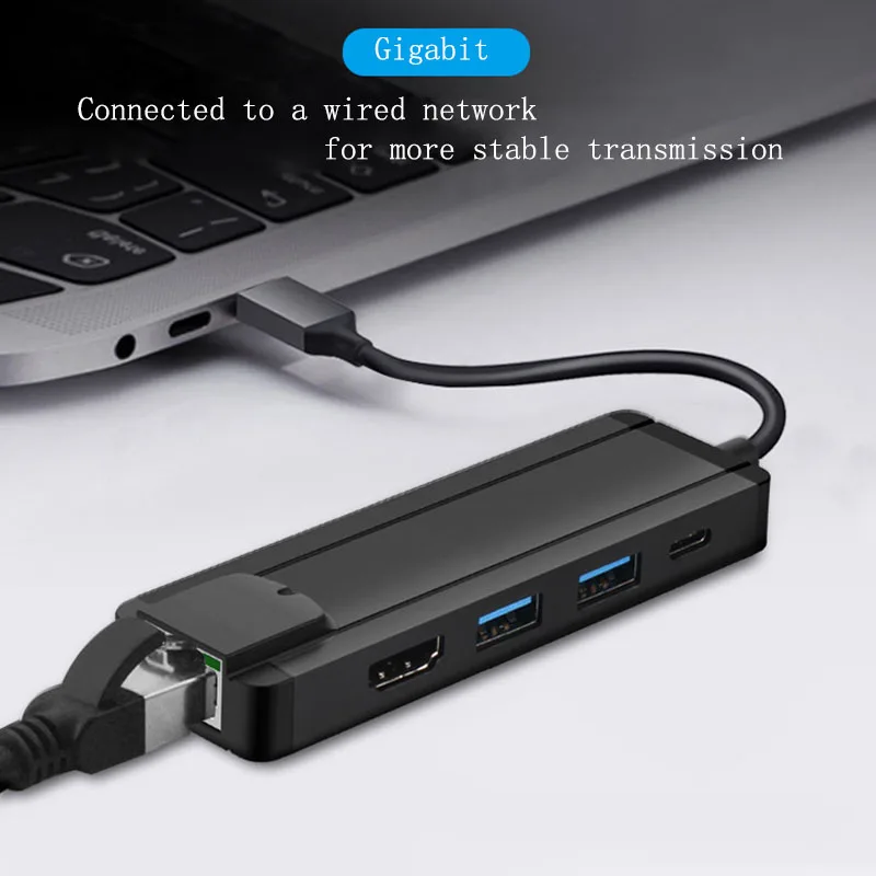 Fealushon док станция Тип C к HDMI USB3.0 RJ45 гигабит PD концентратор для ноутбука Macbook Pro HP DELL