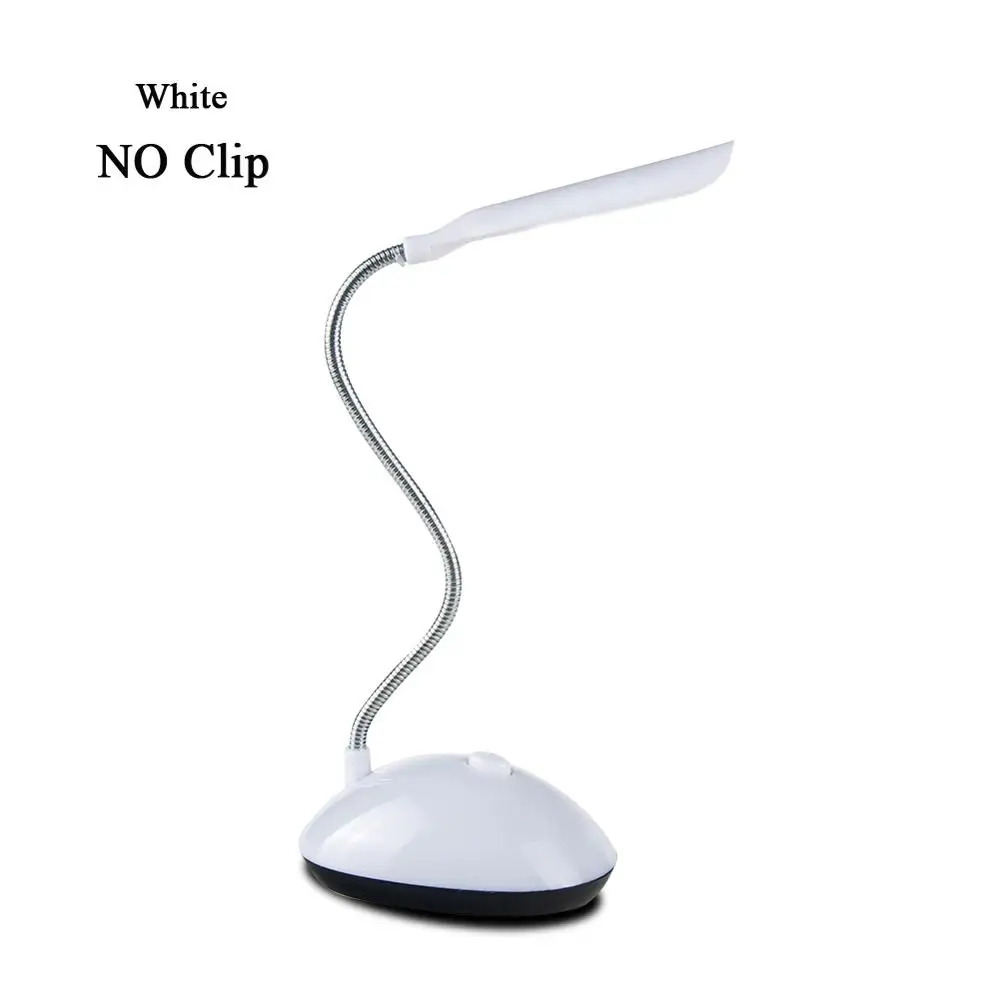 White No Clip Светодиодный настольный светильник с зажимом, с питанием от аккумулятора, ночник для книг, ночник для детей, студентов, прикроватные лампы для учебы, работы, чтения, настольные лампы - Цвет корпуса: White No Clip