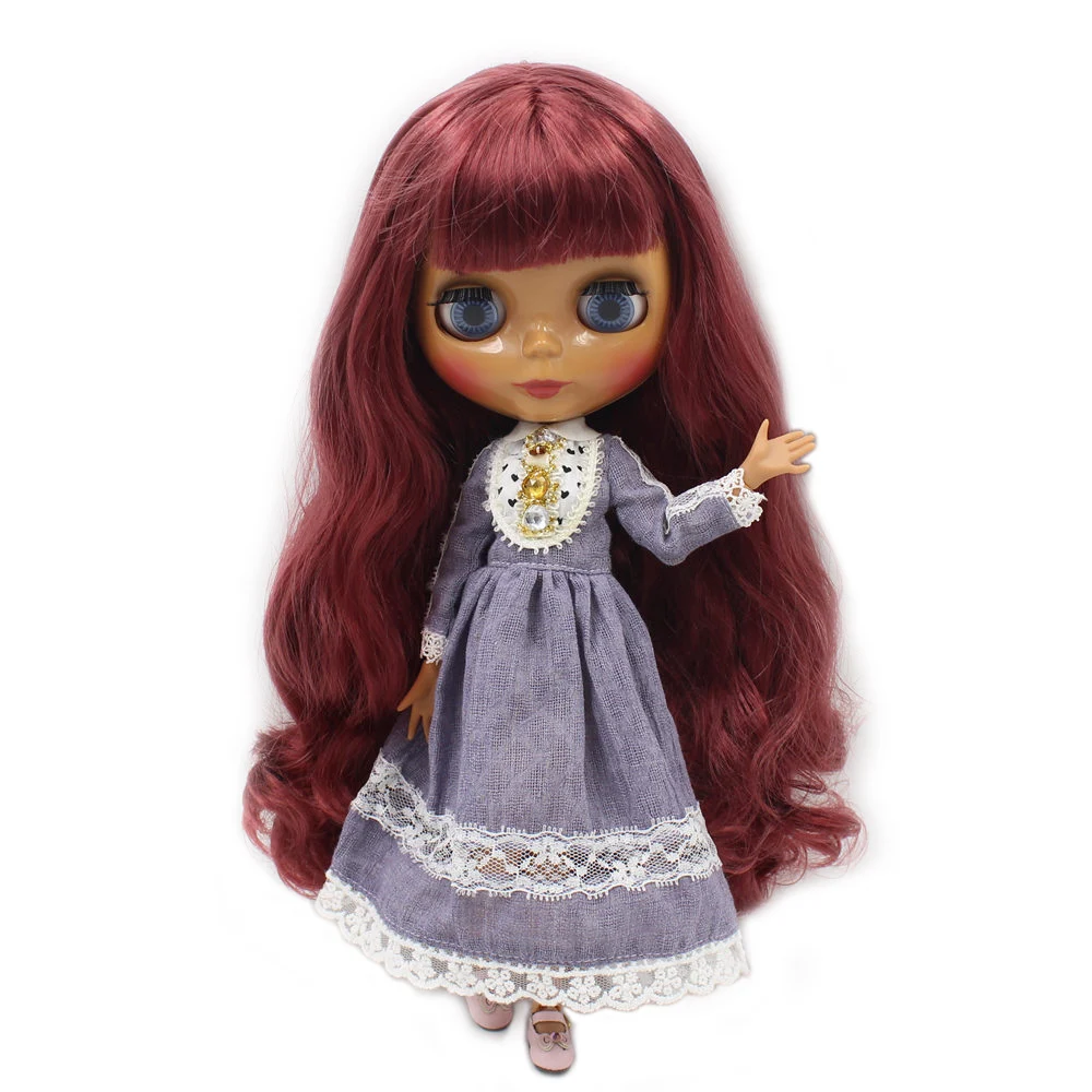 ICY DBS Blyth doll No.BL12532 Silky Wine Red hair JOINT body Chocolate skin Neo 1/6 BJD ob24 anime girl | Игрушки и хобби