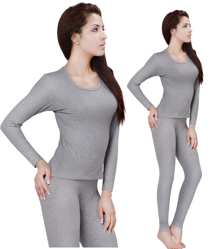 Женский хлопковый комплект подштанников, зимнее термобелье, 4XL 5XL 6XL, круглый вырез, длинный рукав, Женский пижамный комплект 2452