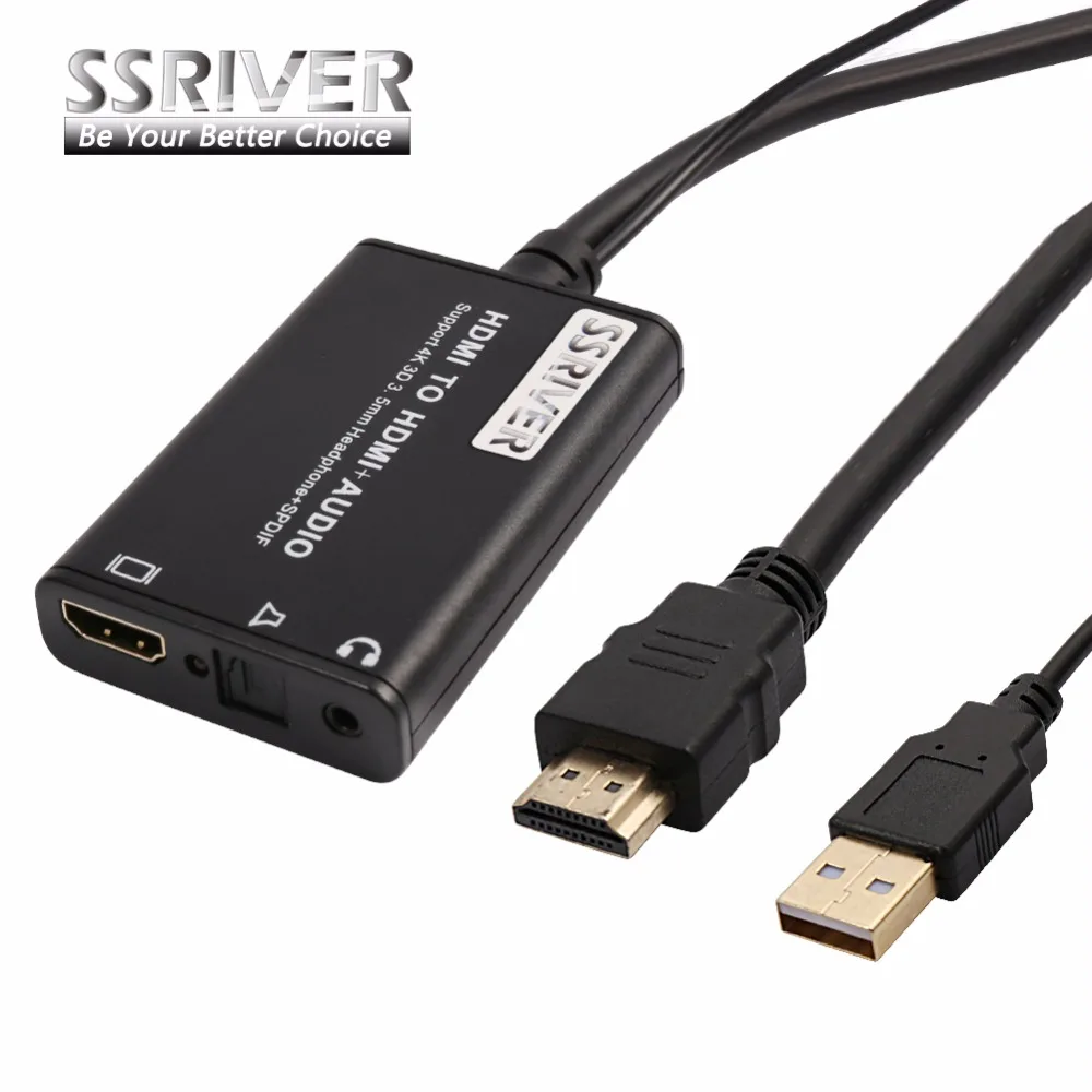 SSRIVER HDMI Audio Extractor to +3.5mm Analog with SPDIF Converter Support 4Kx2K for Laptop TV PS4 | Электроника