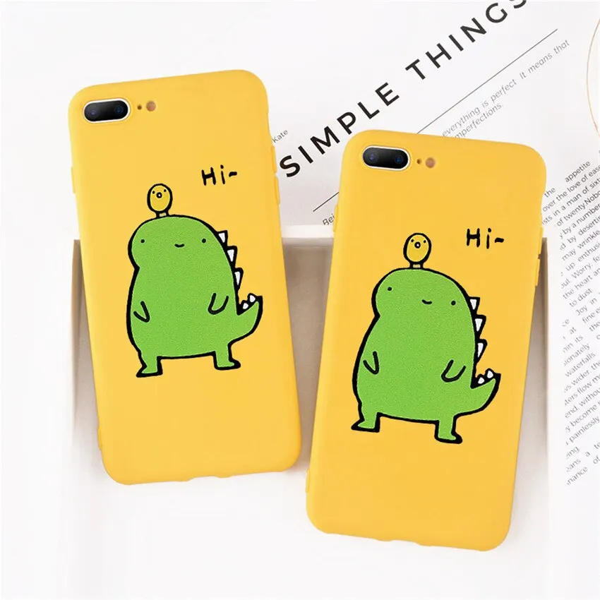 Милый мультяшный динозавр с рисунком для iphone X XS TPU силиконовый матовый мягкий