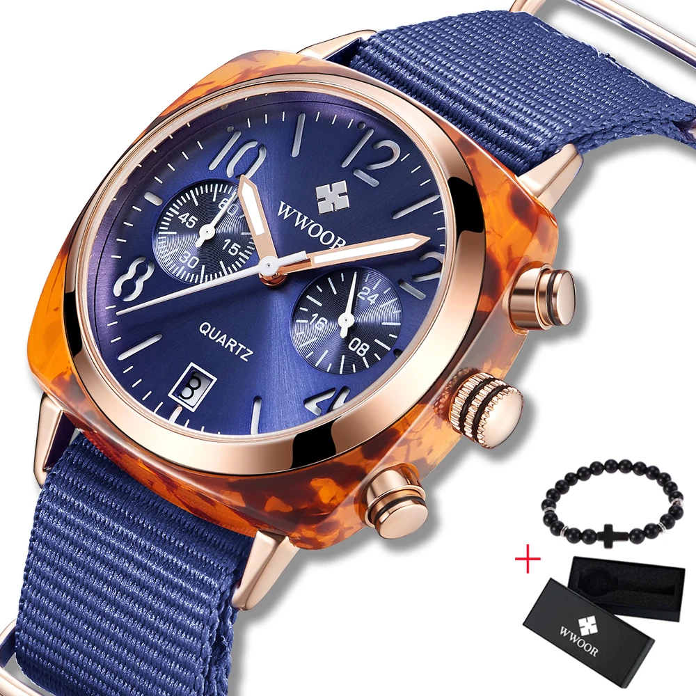 Часы наручные WWOOR женские кварцевые брендовые Роскошные повседневные