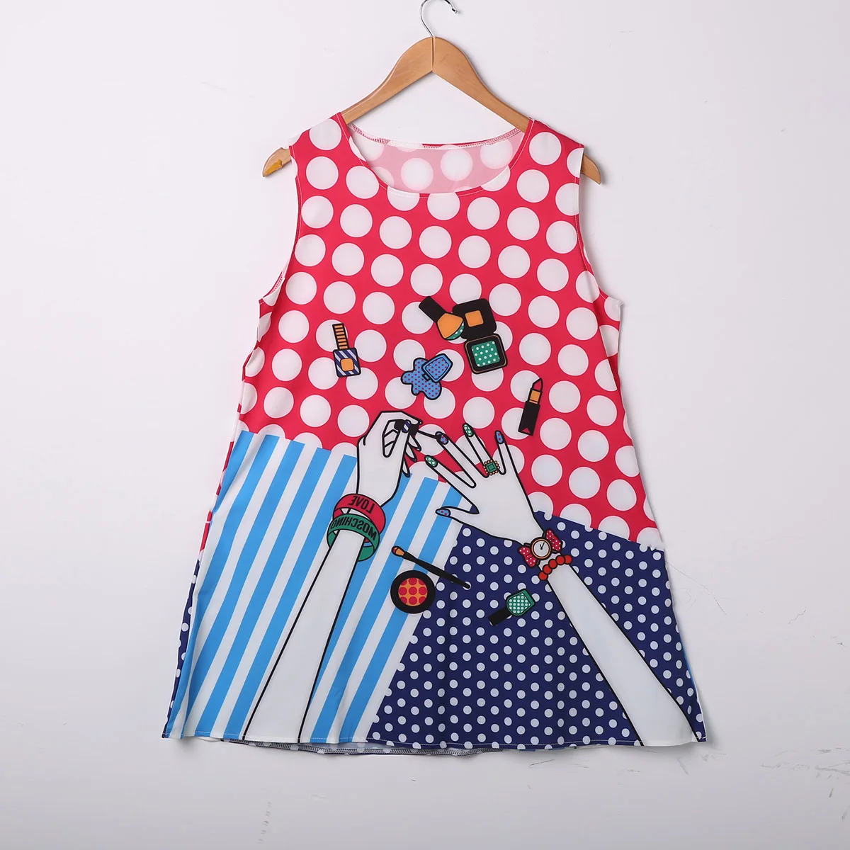 Платье модное женское облегающее без рукавов с принтом 2018 летнее повседневное