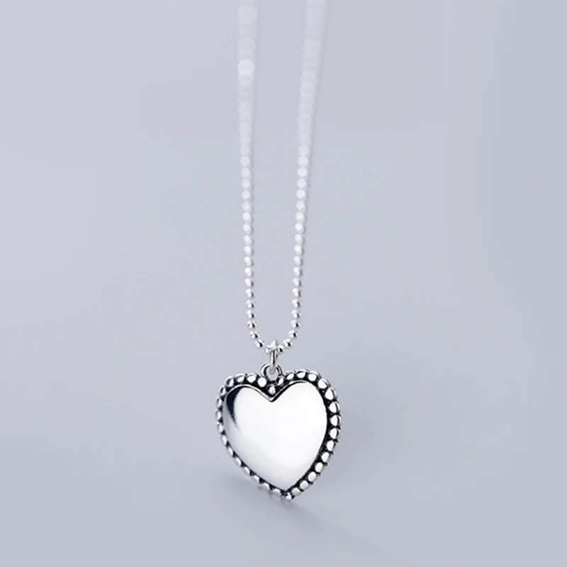 

INZATT Real 925 Sterling Silver Minimalist Heart Choker Necklace For Fashion Women Party Cute Fine Jewelry 2019 Accessories Gift