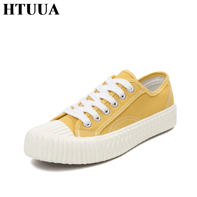Женские парусиновые кроссовки HTUUA повседневные туфли на плоской платформе