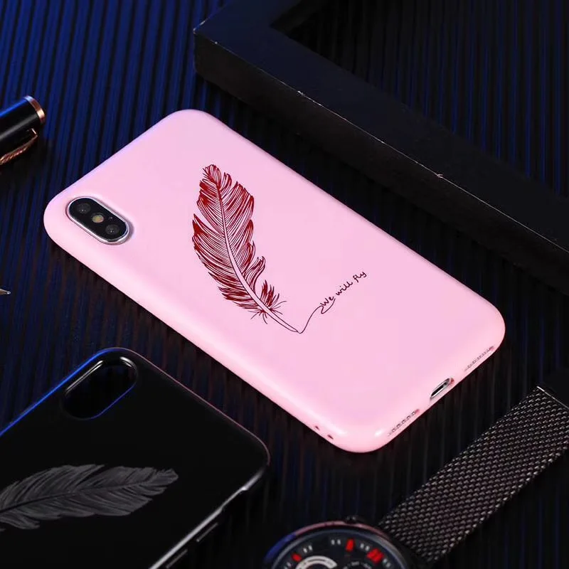 Модный тренд перо Желая бутылка Король Королева чехол для телефона iphone 7 8 6 S плюс X