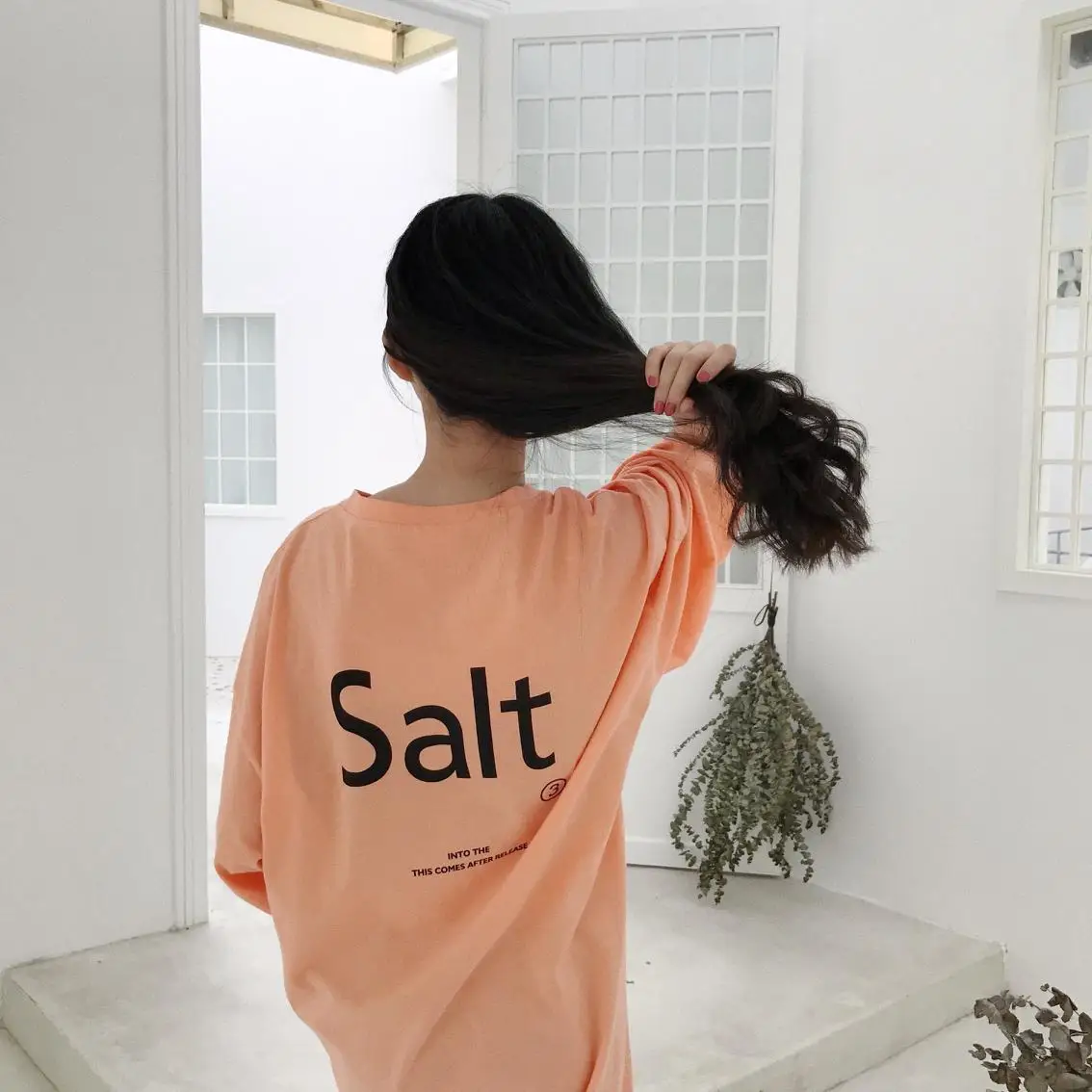 2018 women's wear INS letter printing side split fork long T-shirt loose dress tide. | Женская одежда