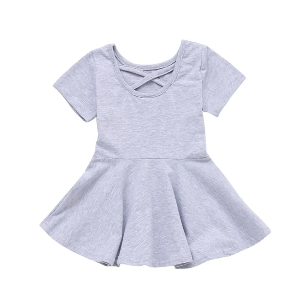 Baby Toddler Girl Short Sleeve Solid Color Casual Dress Summer Girls Dresses Newest | Детская одежда и обувь