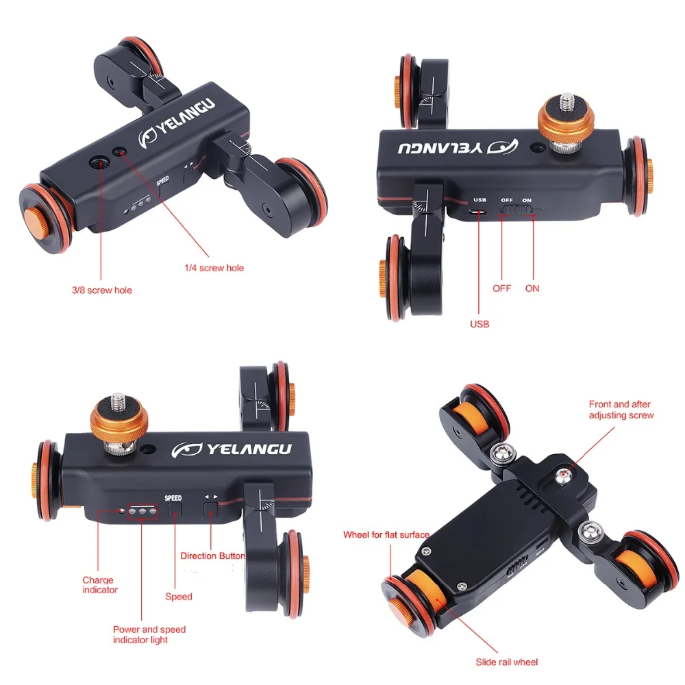 Электрический ползунок YELANGU L4X Autodolly моторизованный шкив Cine Dollies для автомобиля