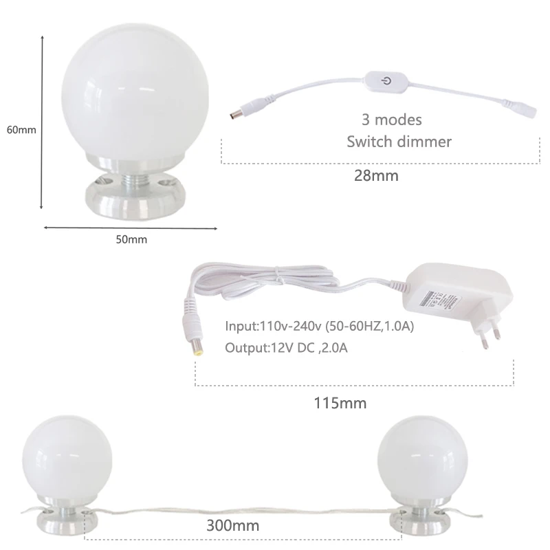 Косметическое зеркало косметический светодиодный светильник набор лампочек