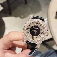 2019 top brand luxury designer brand watch women leather strap diamond women dress watch gold rome scale women watches quartz