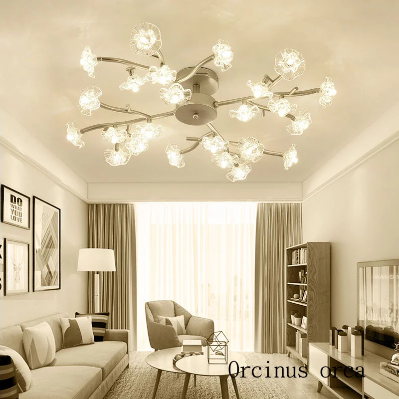 

Nordic creative fork led ceiling lamp living room bedroom postmodern simple gold crystal ceiling lamp free shipping