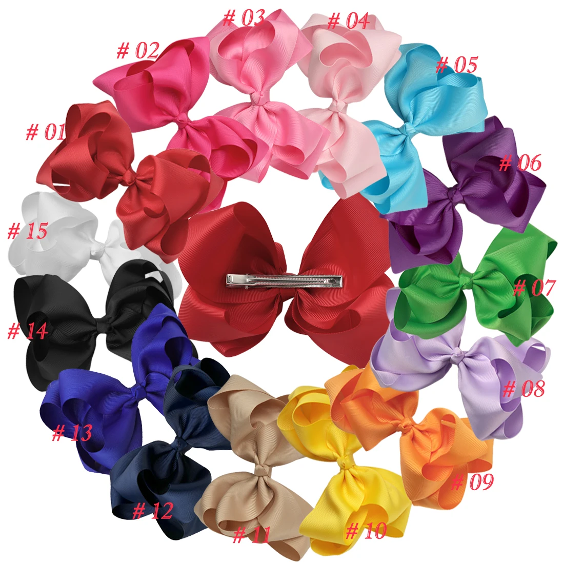 6&quot Double Stacked Grosgrain Ribbon Boutique Hair Bow with Clips Large Plain Clip Hairpins Girls Accessories 15 Color | Детская
