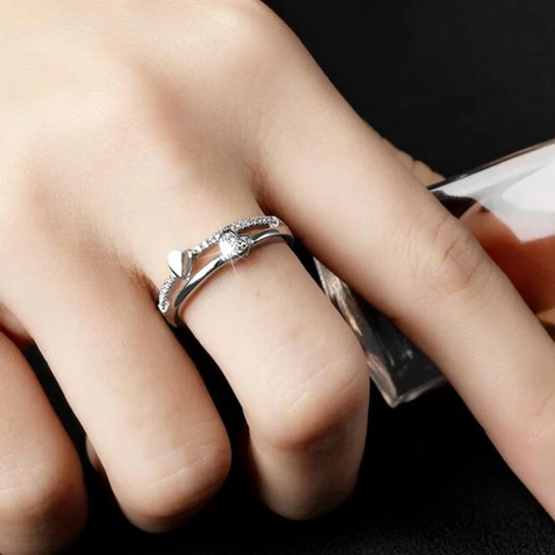 JYouHF Модные кольца с двойным сердцем для женщин Bague Femme Сияющие 5А кубические