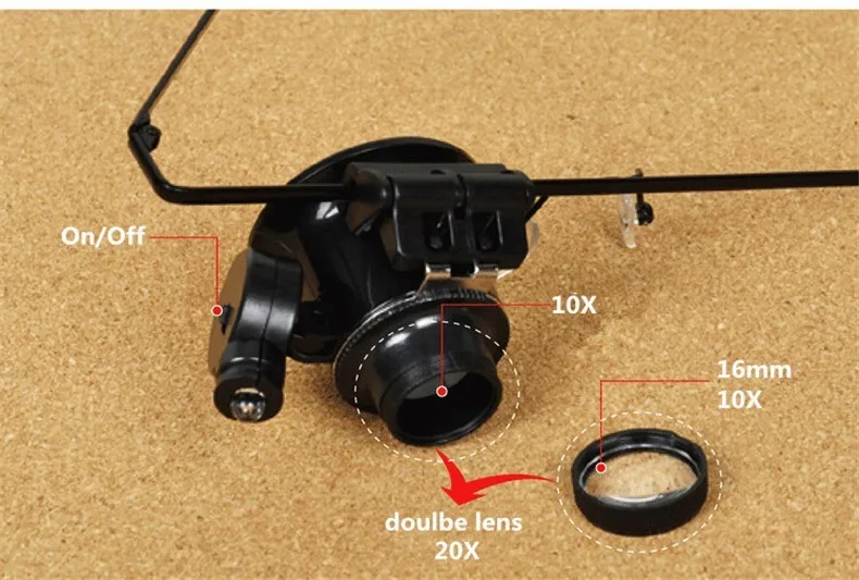 20X Бинокулярные стоматологические лупы для ремонта часов Стиль с светодиодный